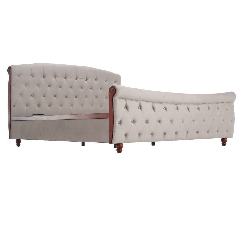 Posteľ s úložným priestorom, 180x200, sivohnedá Taupe Velvet látka