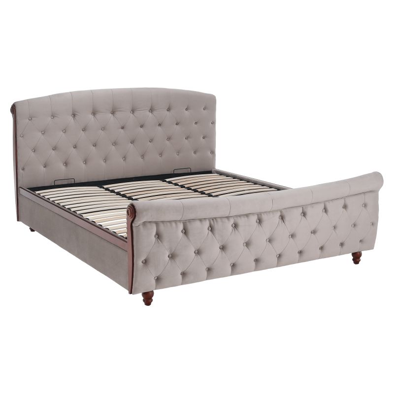 Posteľ s úložným priestorom, 180x200, sivohnedá Taupe Velvet látka