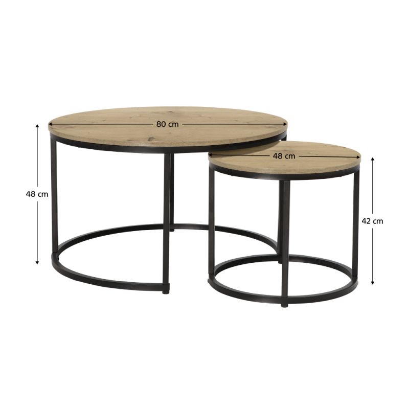Minimalistický set 2 konferenčných stolíkov, dub-čierna