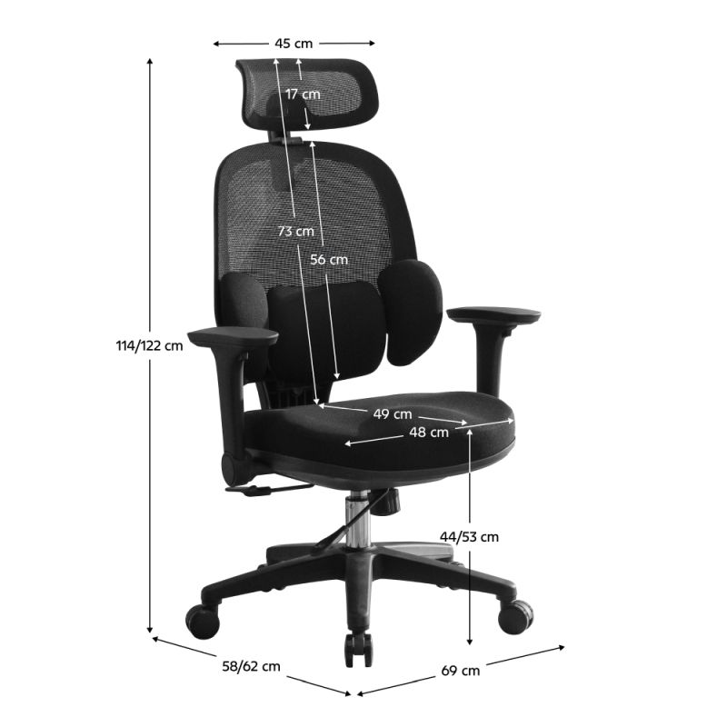 Ergonomické kancelárske kreslo, čierna látka, plast