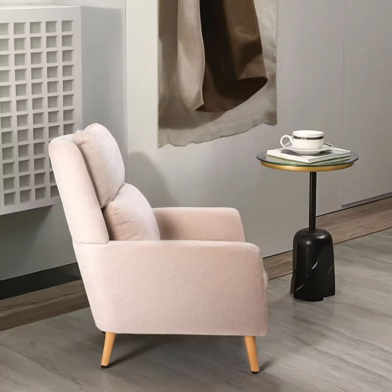 Relaxačné kreslo, béžová látka, nohy masív