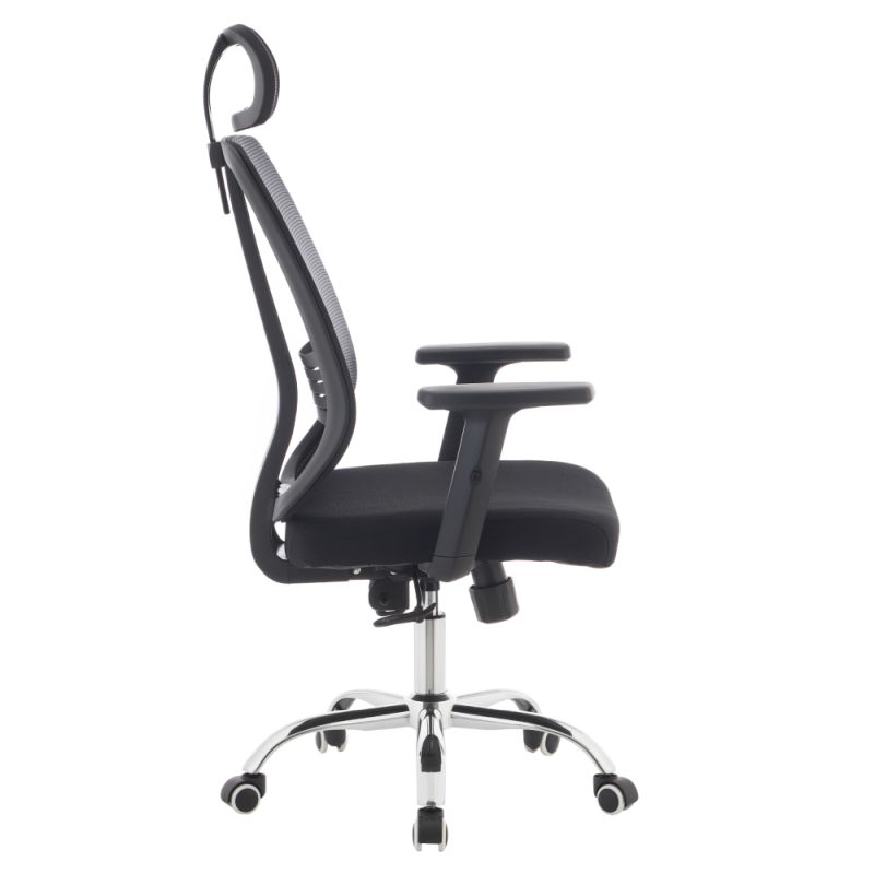 Ergonomické kancelárske kreslo čierne so sieťovinou a chrómovou podstavou