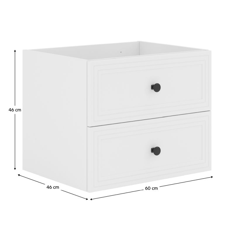 Skrinka pod umývadlo, 2x zásuvka, 60cm, biela