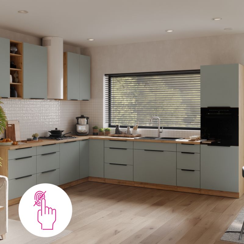 Horná rohová skrinka 60 cm, aquamarine, dub artisan