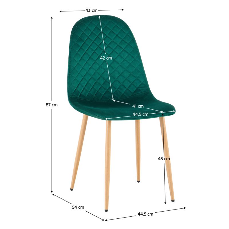 Komfortná stolička, smaragdová Velvet látka, nohy v dekore buk