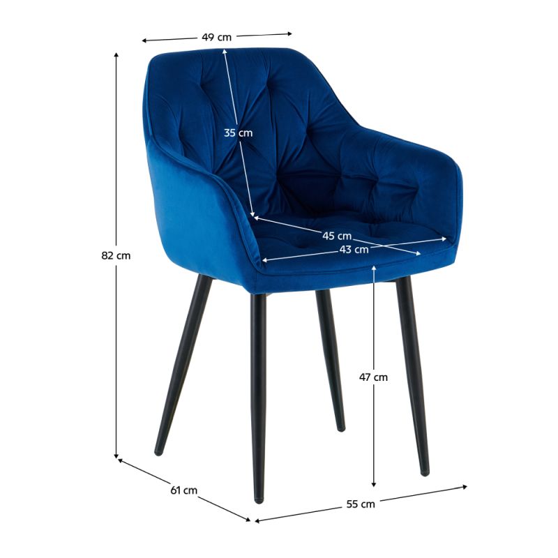 Pôvabné dizajnové kreslo, modrá Velvet látka