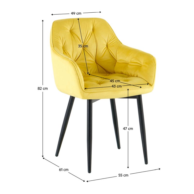 Pôvabné dizajnové kreslo, žltá Velvet látka
