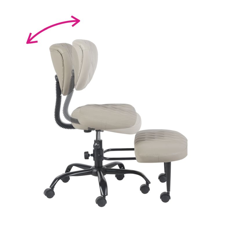 Ergonomická kľakačka, sivohnedá Taupe ekokoža, čierny kov