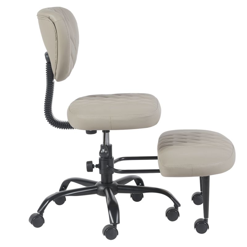 Ergonomická kľakačka, sivohnedá Taupe ekokoža, čierny kov