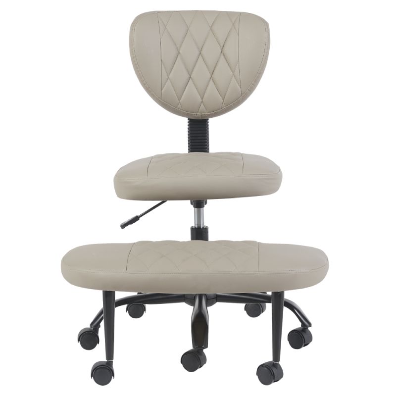 Ergonomická kľakačka, sivohnedá Taupe ekokoža, čierny kov