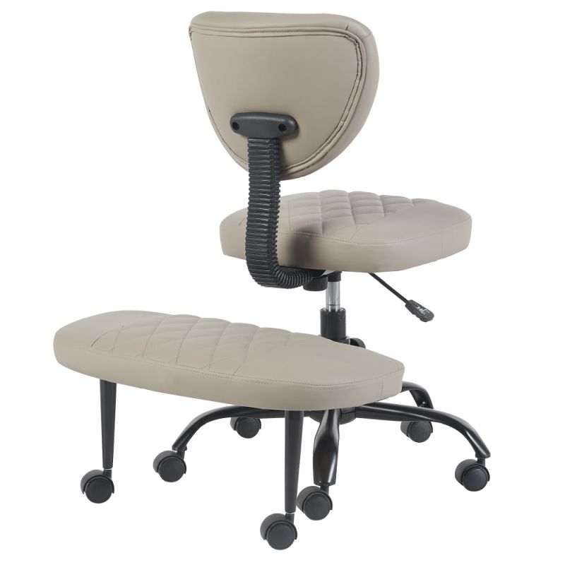 Ergonomická kľakačka, sivohnedá Taupe ekokoža, čierny kov