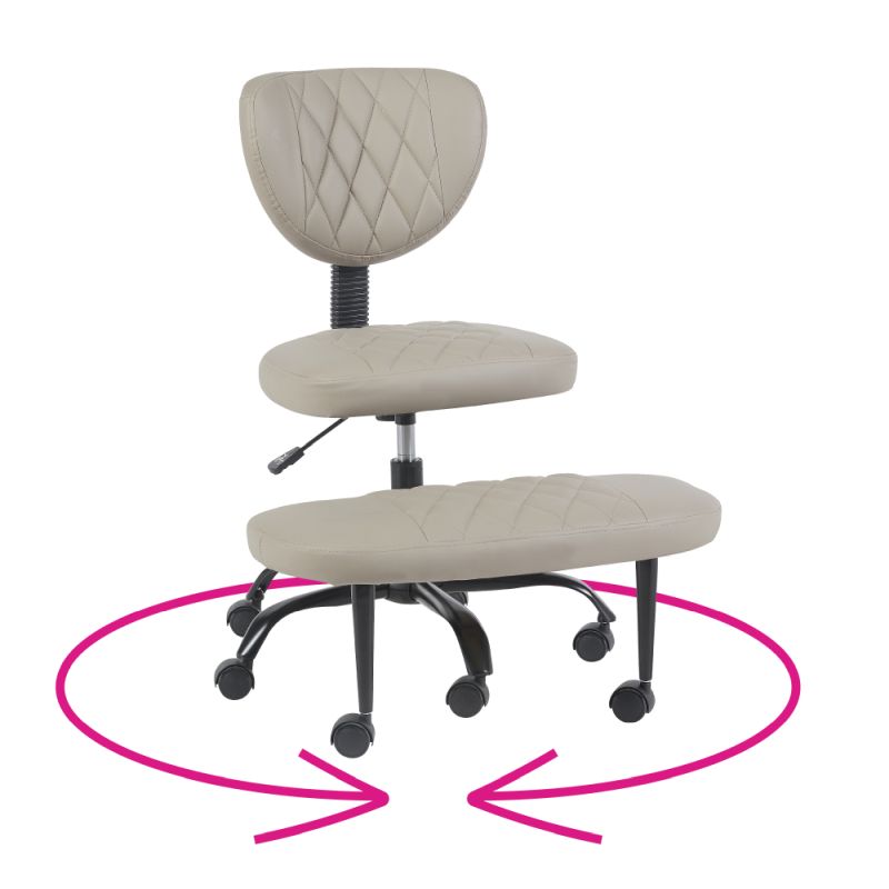 Ergonomická kľakačka, sivohnedá Taupe ekokoža, čierny kov
