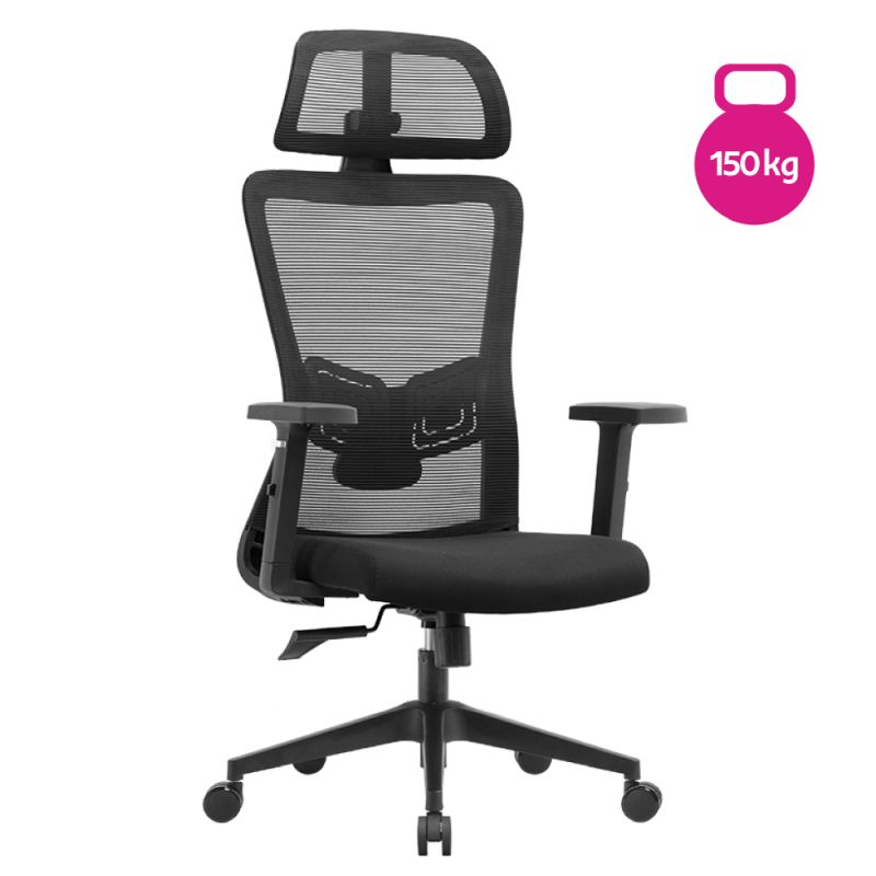 Ergonomické kancelárske kreslo čierne s nosnosťou 150 kg