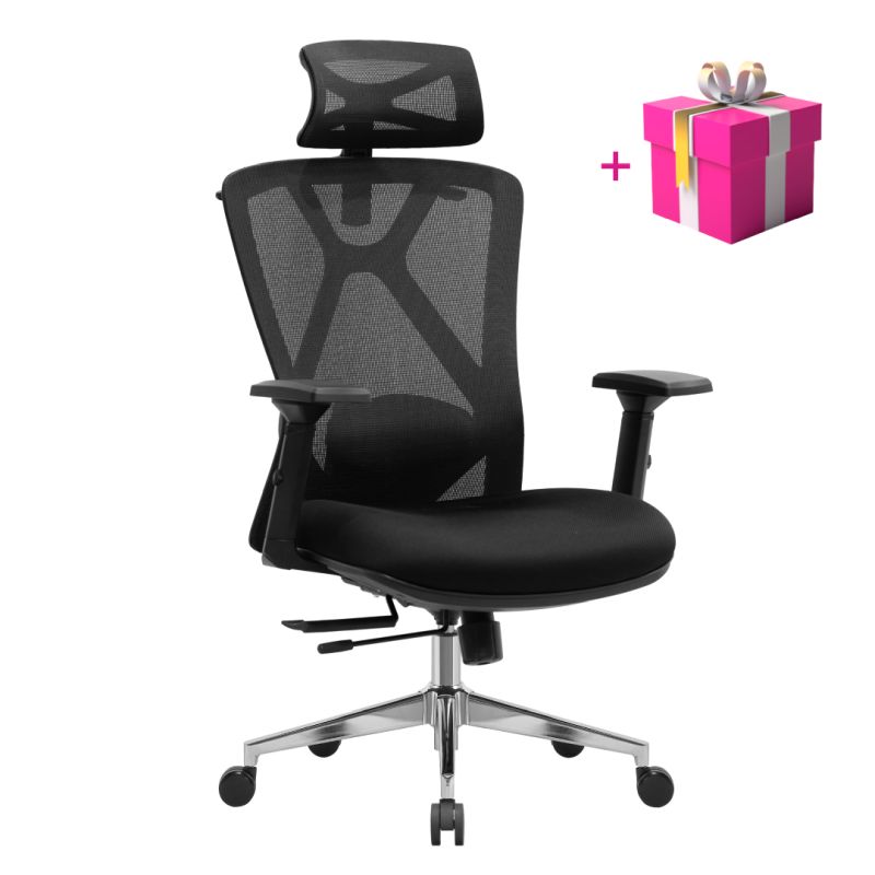 Ergonomické kancelárske kreslo čierne s nosnosťou 200 kg