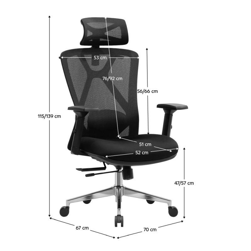 Ergonomické kancelárske kreslo čierne s nosnosťou 200 kg