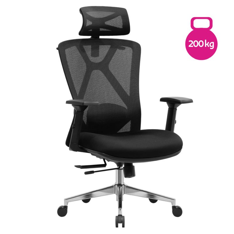 Ergonomické kancelárske kreslo čierne s nosnosťou 200 kg