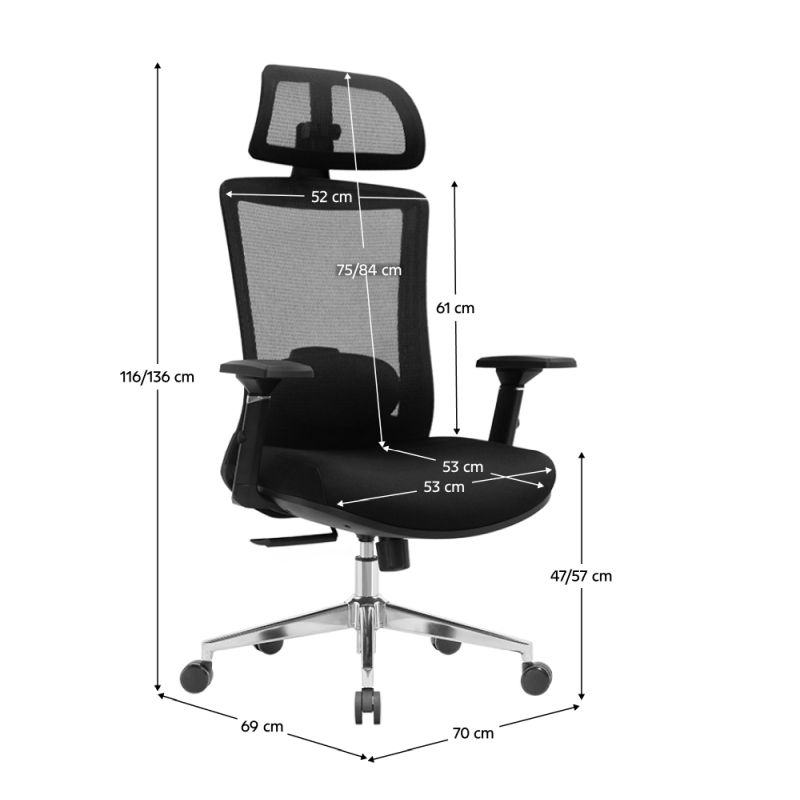 Ergonomické kancelárske kreslo čierne, chróm, 200 kg