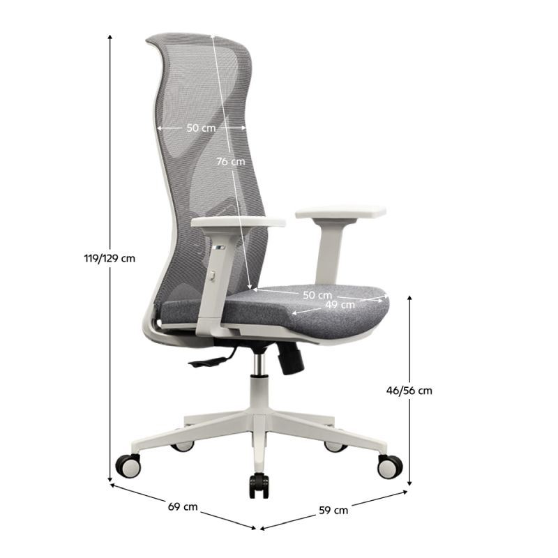 Ergonomické kancelárske kreslo sivé s nosnosťou 150 kg