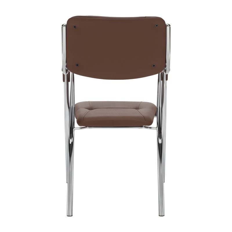 Stohovateľná stolička, hnedá ekokoža