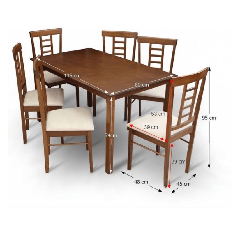 Elegantný jedálenský komplet 1+6 v odtieni orech