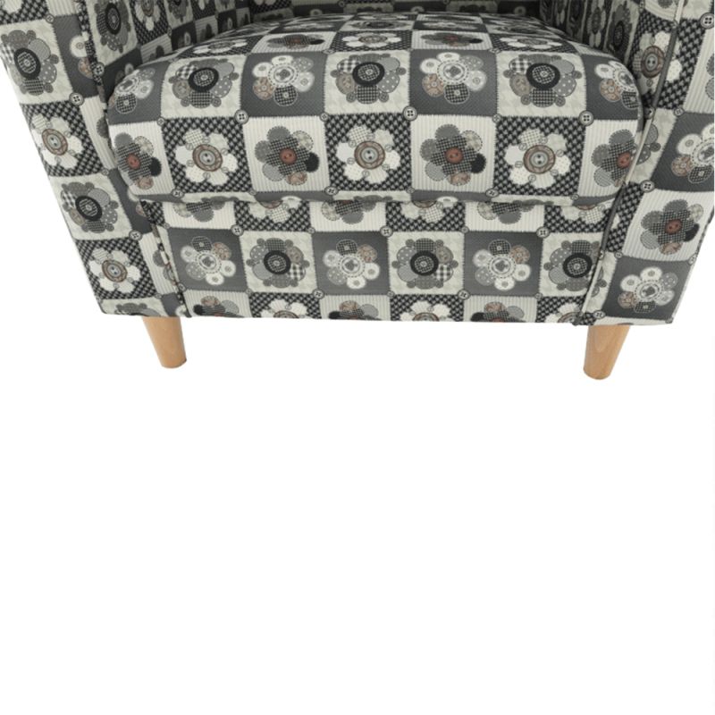 Kreslo ušiak s taburetom, látka patchwork N1