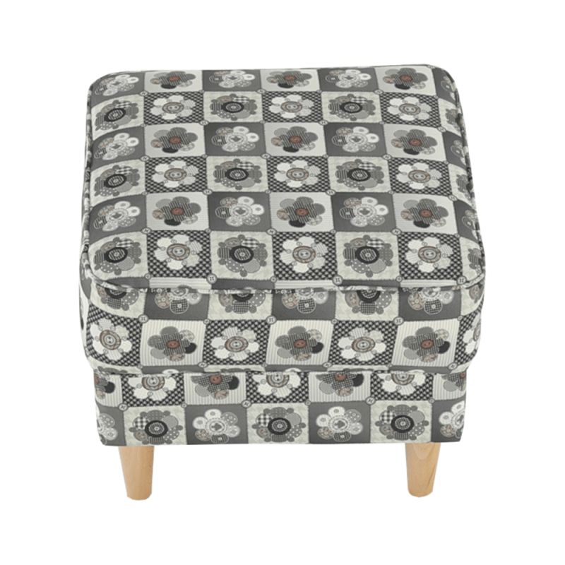 Kreslo ušiak s taburetom, látka patchwork N1