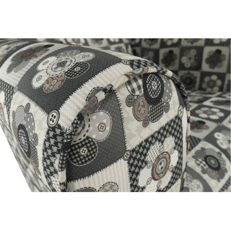Kreslo ušiak s taburetom, látka patchwork N1
