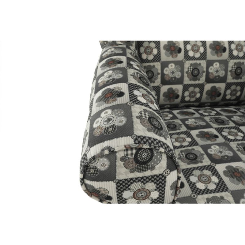 Kreslo ušiak s taburetom, látka patchwork N1
