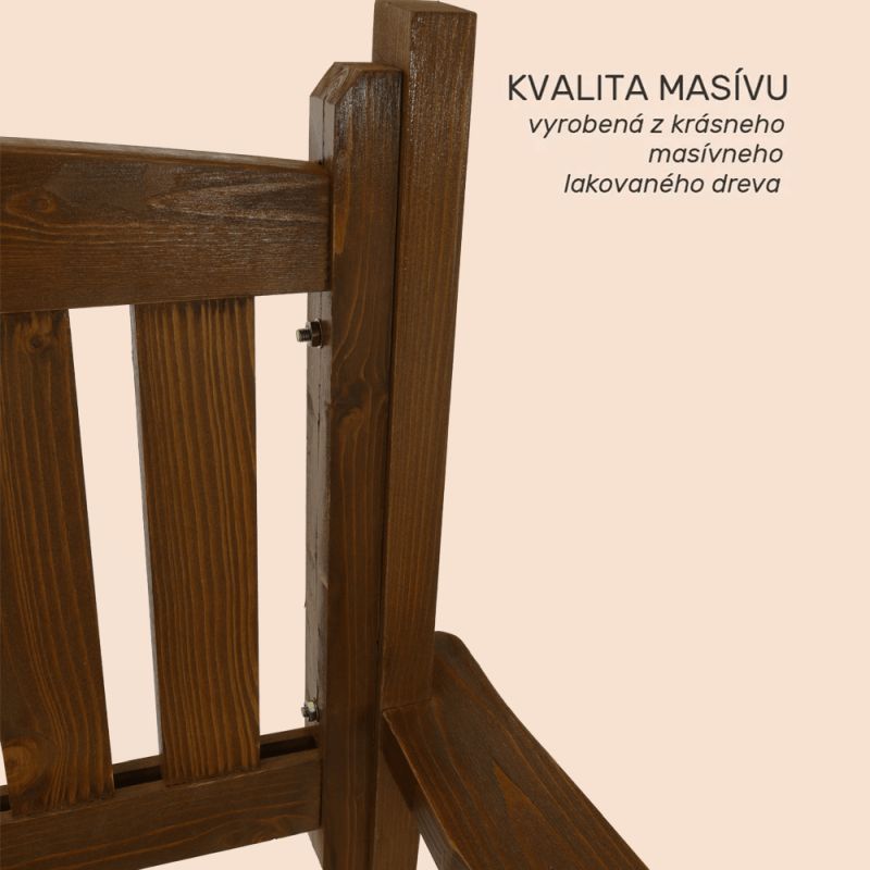Záhradná lavička vyrobená z dreva hnedá, 150cm
