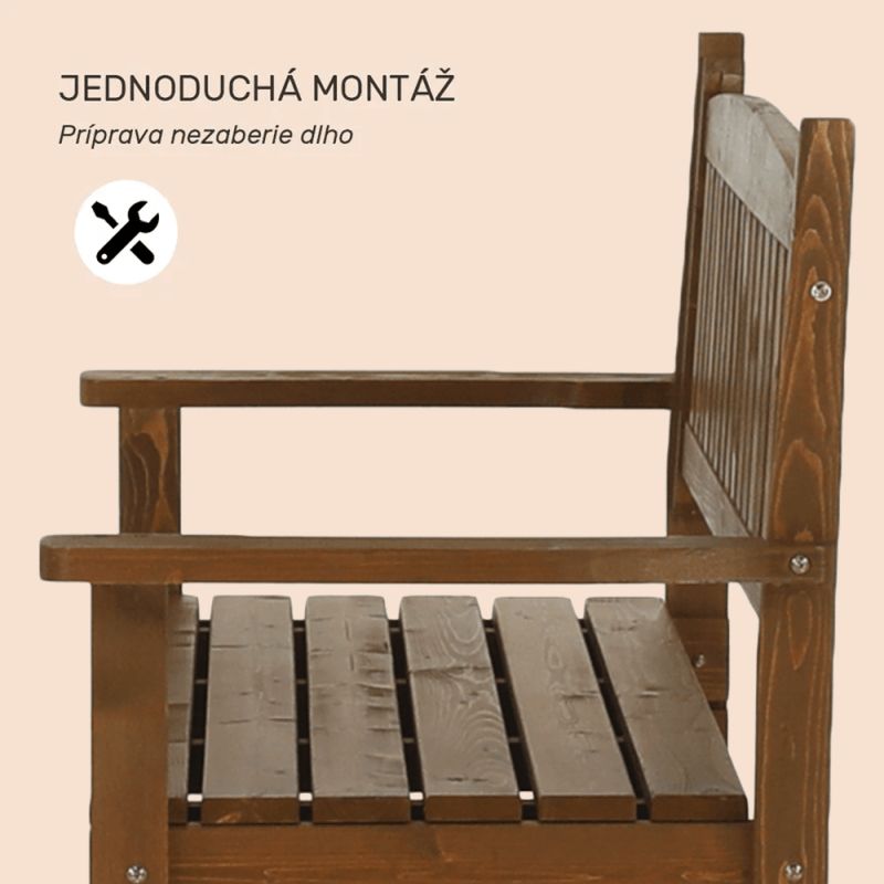 Záhradná lavička vyrobená z dreva hnedá, 150cm