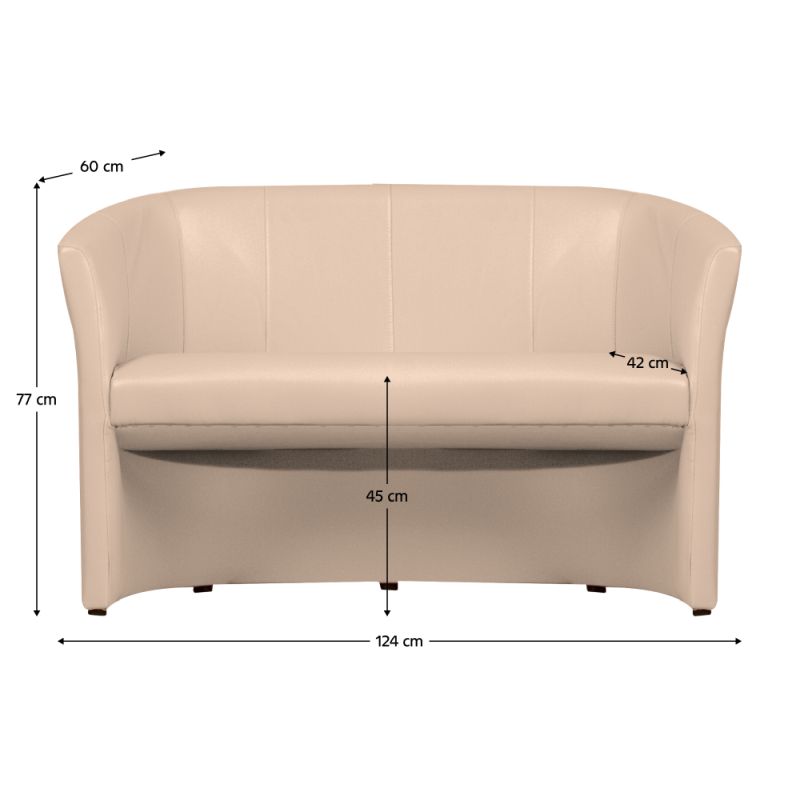 Elegantné dvojkreslo, ekokoža béžová