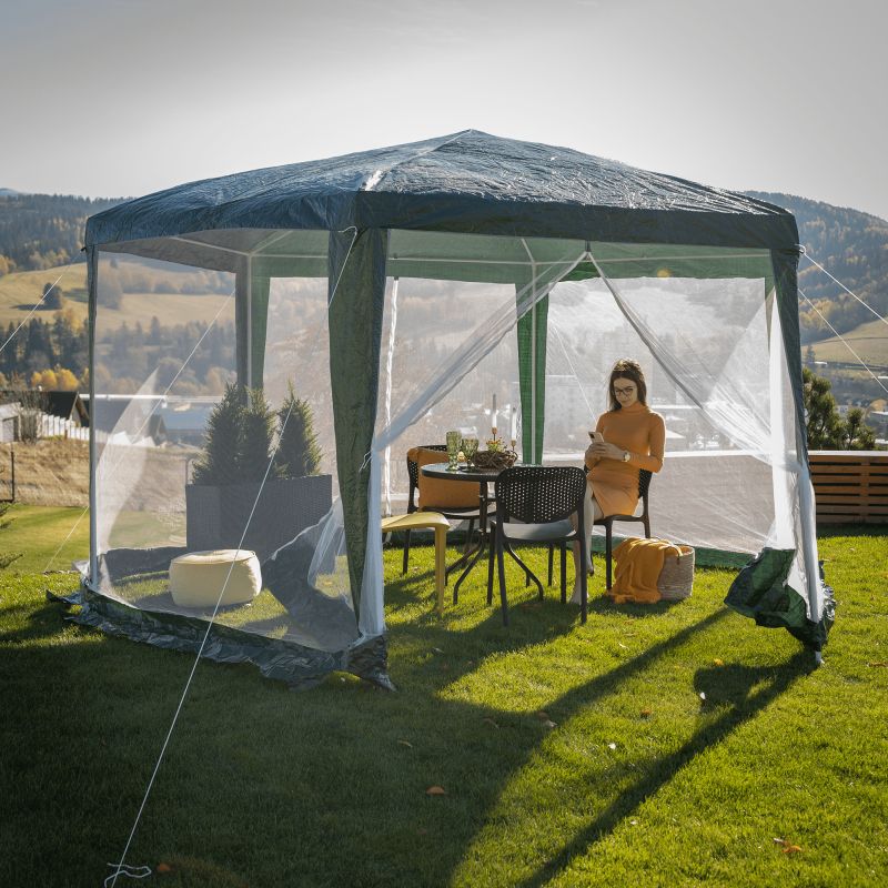 Stanový altánok do záhrady, 3,9x2,5x3,9m, zelená/biela
