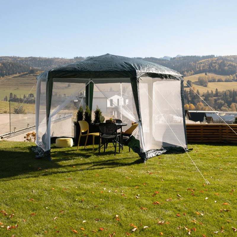 Stanový altánok do záhrady, 3,9x2,5x3,9m, zelená/biela