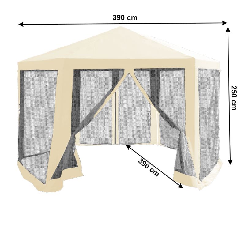 Stanový altánok do záhrady, 3,9x2,5x3,9m, béžová/čierna