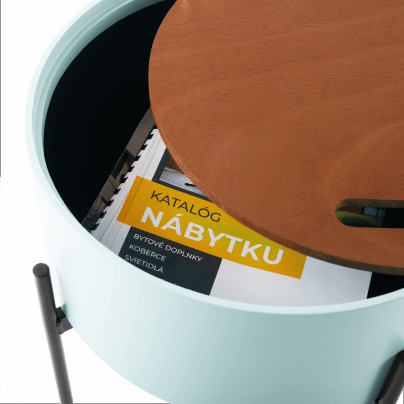 Príručný stolík s úložným priestorom, neo mint/prírodná/čierna