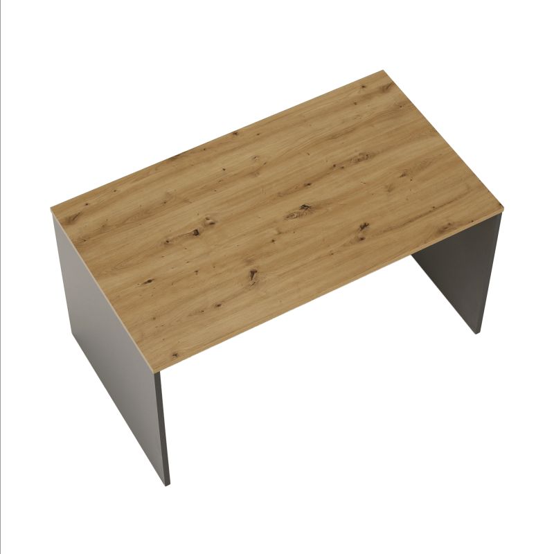 Moderný PC stôl z kvalitnej DTD, grafit/dub artisan, 140cm