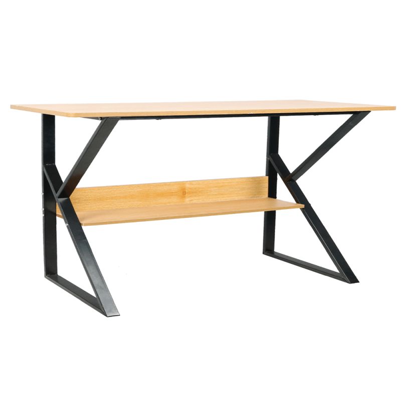 Písací stôl s policou, buk/čierna, 100 cm