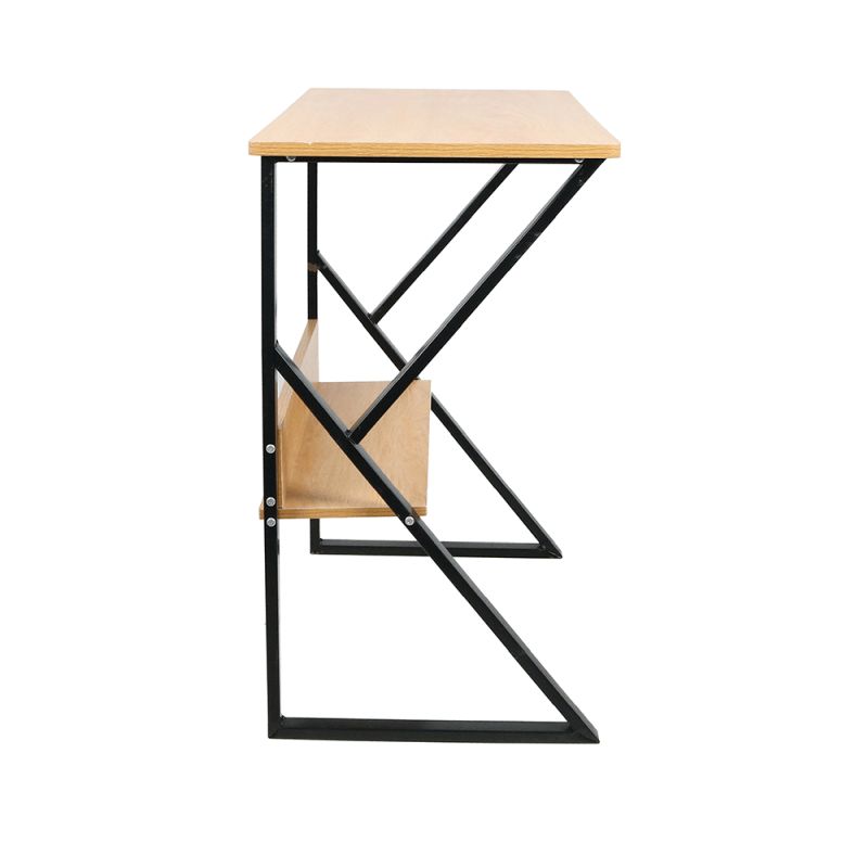 Písací stôl s policou, buk/čierna, 100 cm