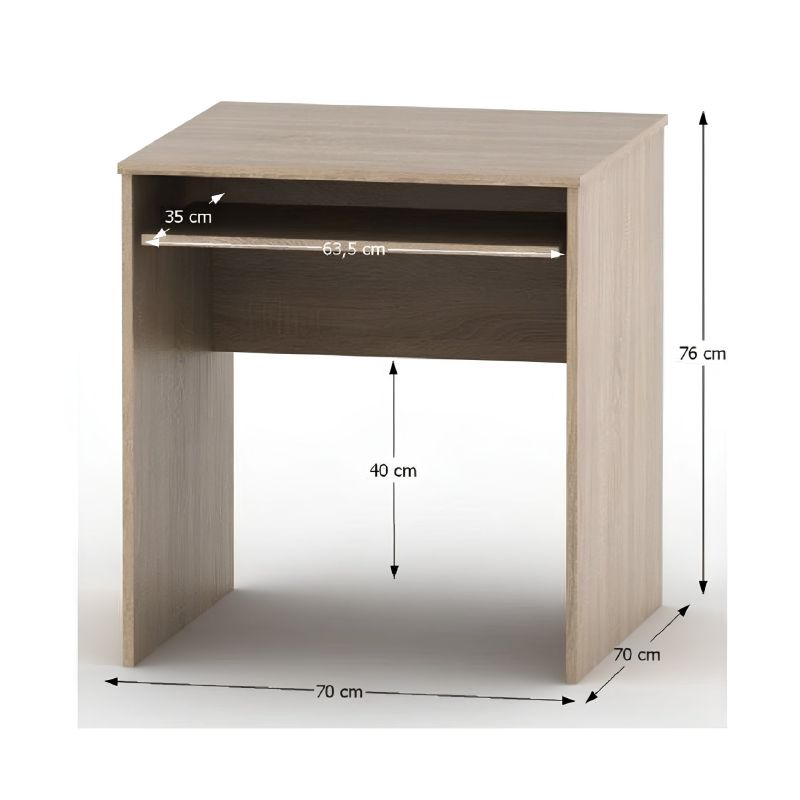 Klasický malý písací stôl s výsuvom, 70 cm, dub sonoma