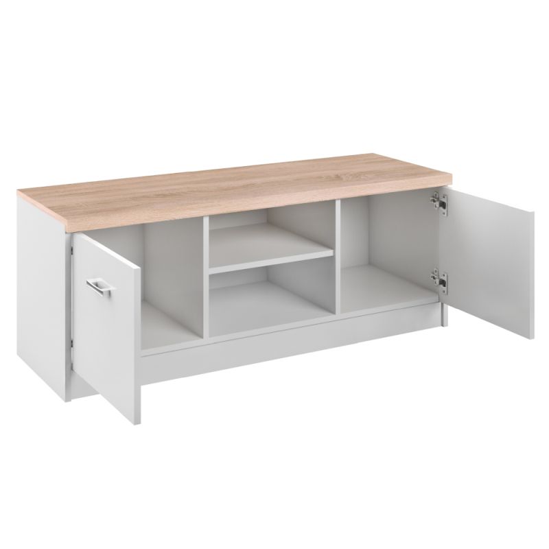 Dokonalý RTV stolík, biela-dub sonoma, woodline krem