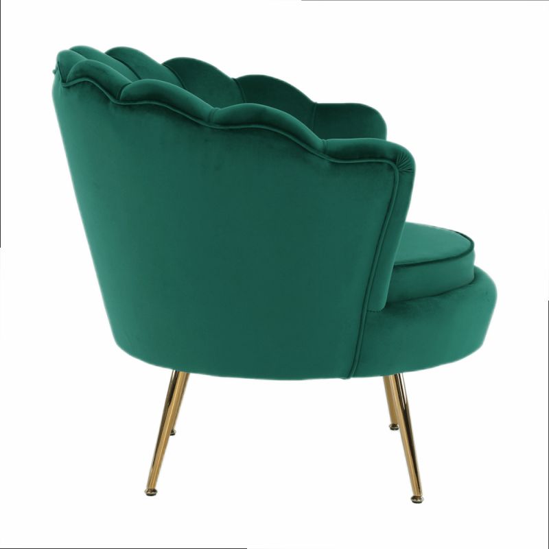 Kreslo v štýle Art-deco, smaragdová Velvet látka-gold chróm-zlatý