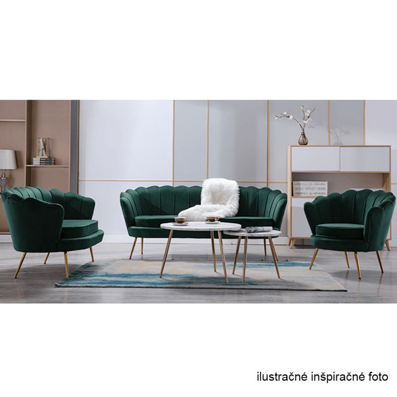 Kreslo v štýle Art-deco, smaragdová Velvet látka-gold chróm-zlatý