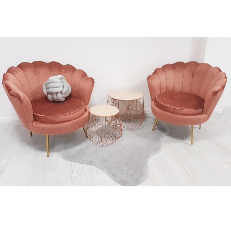 Kreslo v štýle Art-deco, ružová Velvet látka-gold chróm-zlatý