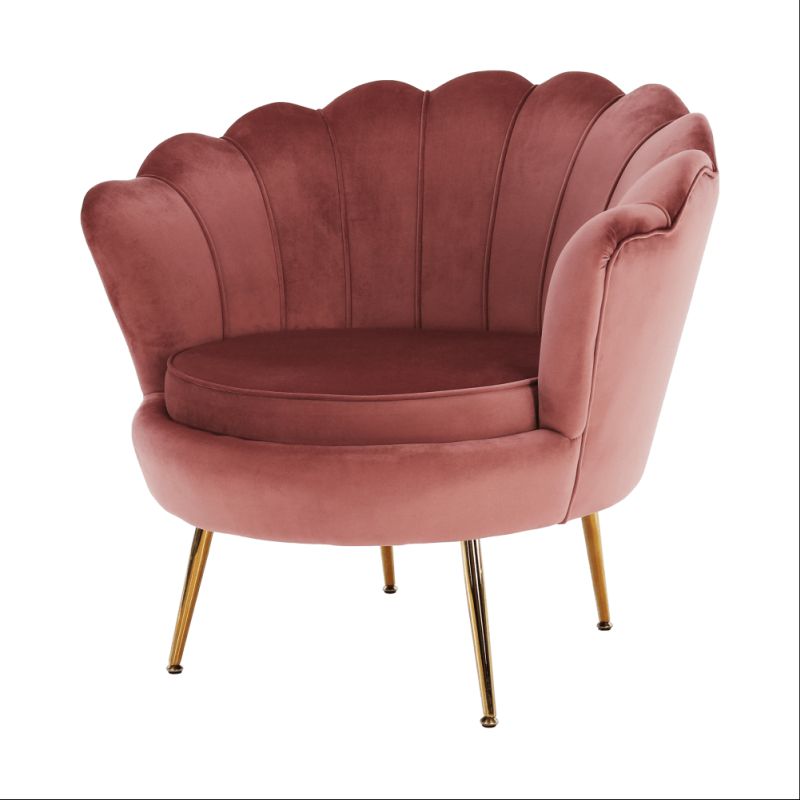 Kreslo v štýle Art-deco, ružová Velvet látka-gold chróm-zlatý