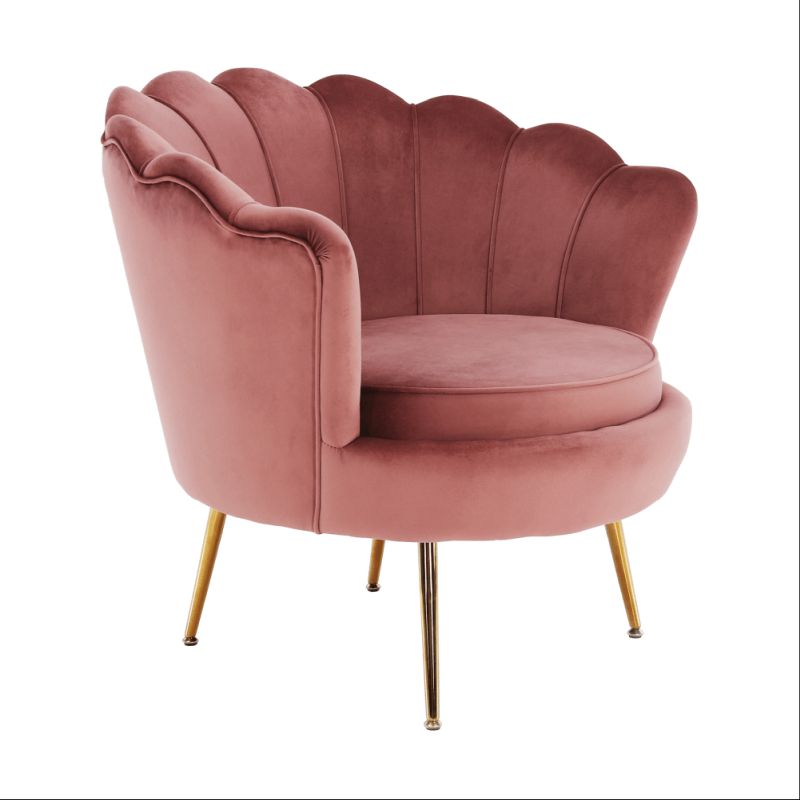 Kreslo v štýle Art-deco, ružová Velvet látka-gold chróm-zlatý