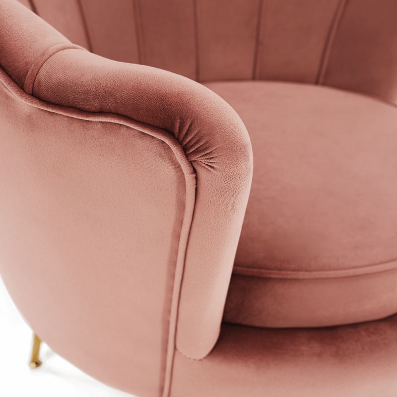 Kreslo v štýle Art-deco, ružová Velvet látka-gold chróm-zlatý