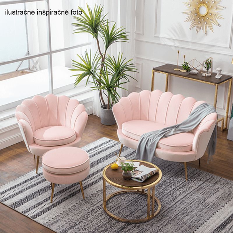 Kreslo v štýle Art-deco, ružová Velvet látka-gold chróm-zlatý