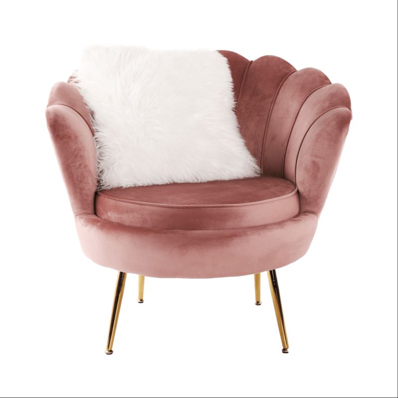 Kreslo v štýle Art-deco, ružová Velvet látka-gold chróm-zlatý