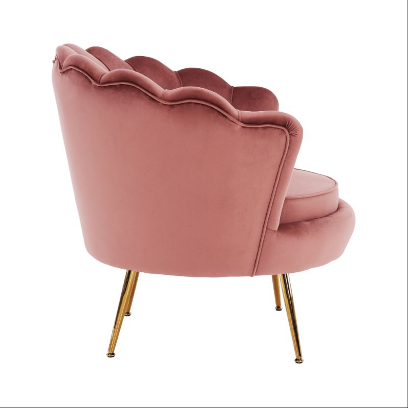 Kreslo v štýle Art-deco, ružová Velvet látka-gold chróm-zlatý
