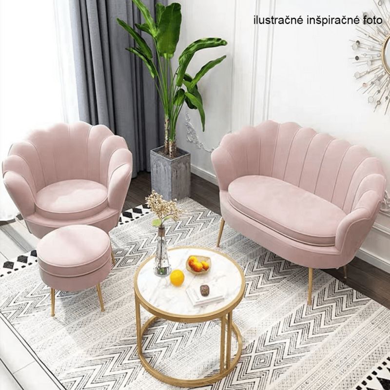 Kreslo v štýle Art-deco, ružová Velvet látka-gold chróm-zlatý